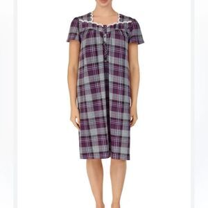 Secret treasures plaid knit nightgown